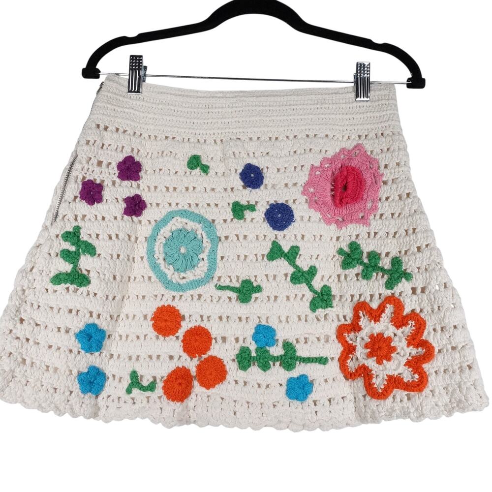 Love the Label Tuckernuck Ivory Leighton Skirt Crochet Floral Retro Small 245733 - Picture 8 of 12